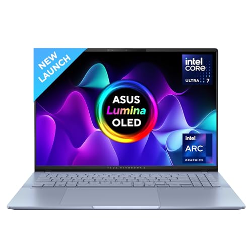 Image of ASUS Vivobook S 16 OLED (2024), Intel Core Ultra 7 155H, Built-in AI, 16 inch 3.2K (40.64cm), 3200 x 2000 120Hz, (16GB /1TB SSD /Win 11 /Intel Arc Graphics /MS Office 2021 /Mist Blue /1.50Kg), S5606MA-MX751WS