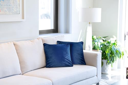 Emma Barclay Midnight - Soft Plush Velvet Cushion Cover with Geometric Design (Navy) - Image 2
