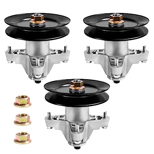 Parts Camp 3-Pack 918-04125C Spindle Assembly with Pulley, Replaces MTD Cub Cadet Troy-Bilt Craftsman 918-04125B 918-04126A 618-04126, Fits 50" 54" Deck RZT Zero Turn Mowers & Riding Tractors