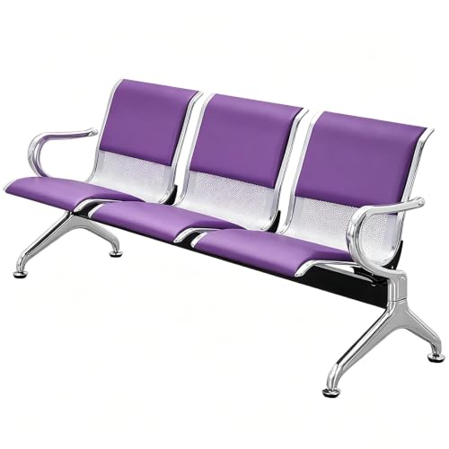 Image of XGQXZWC 3-Seat Waiting Room Bench with Arms, PU Leather Reception Chairs