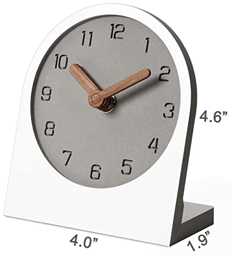 Mooqs Wooden Silent Non-Ticking Battery Operated Decorative Small Mini Analog Modern Shelf Desk Table Mantel Clock For Home, Office, Living Room, Bed Room (White) #TOP1