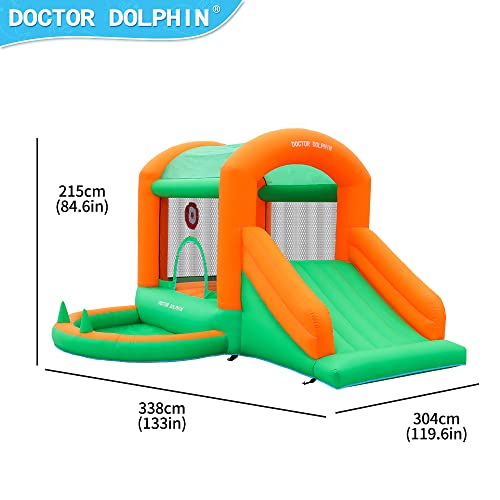 Doctor Dolphin Bounce House Inflatable Slide With Party Light, Blower, Ball Pit, Toddler Blow Up Bouncy House Jumper Indoor Or Outdoor For Kids 2 - 12 #TOP1