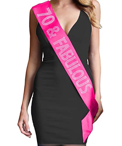 RhinestoneSash 70th Birthday Decorations Women - 70th Birthday Sash for Women - 70th Birthday Gifts for Women