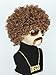 Mens Brown Afro Wig Set 70s 80s Disco Rocker Party Wig Outfit Short Curly Wigs Halloween Costume Accessories
