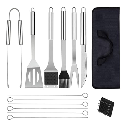 Kit Barbecue Accessori Barbecue Set Utensili Griglia Professionale BBQ Set in Acciaio Inox, Barbecue Uomo Regalo Attrezzi Set Barbecue Con Borsa Portatile per Campeggio All'aperto Picnic