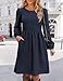 Zeagoo Langarm Kleid Damen Herbst Winter Strickkleid Knielang Herbstkleid Einfarbig Pllover Kleider Tunikakleid Navy Blau M