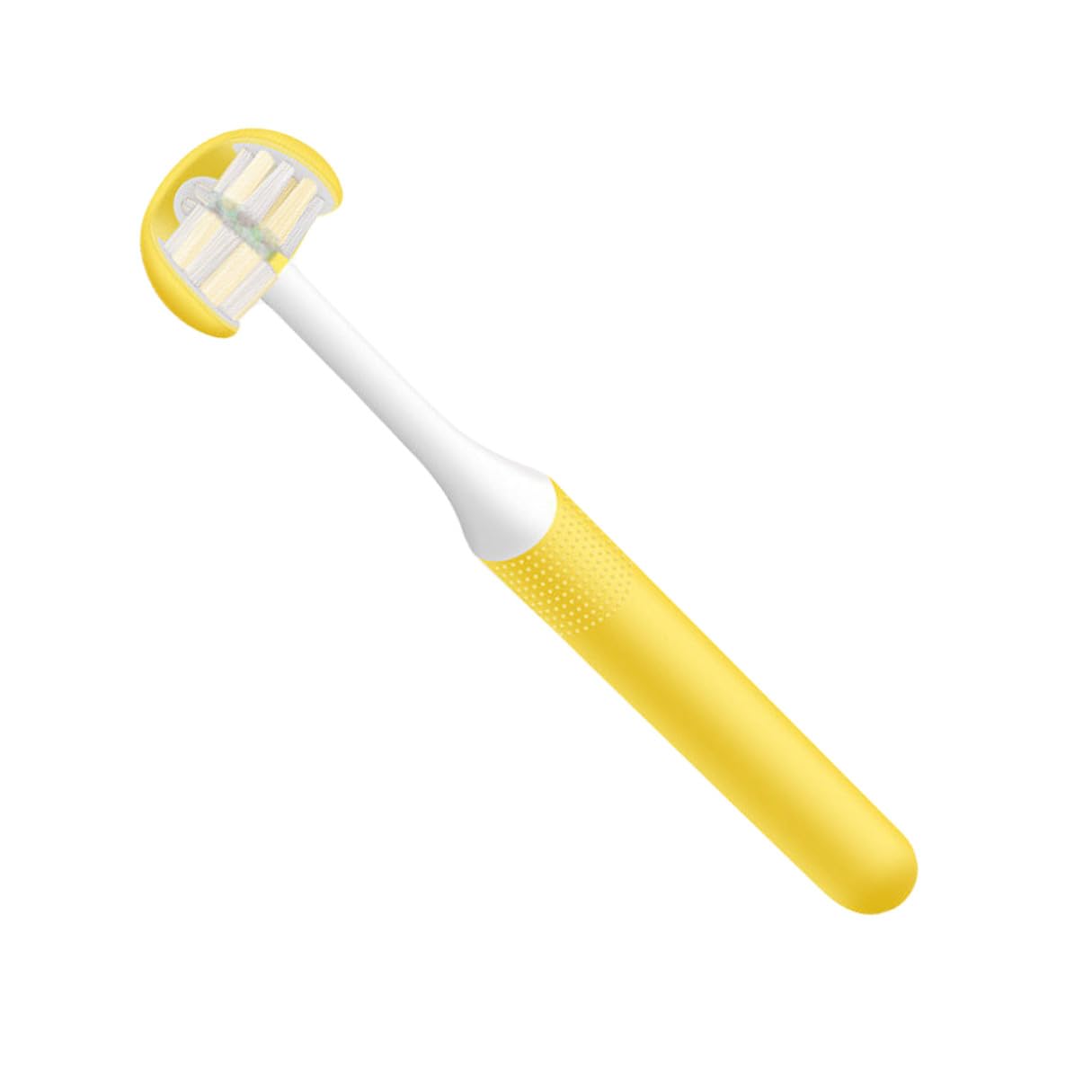 MAGICLULU Spazzolino da Denti a 3 Lati Manuale per Adulti Setole Morbide, Pulizia Orale Completa, Ergonomico, per Uso Domestico, Viaggio, Ospedale e Hotel, Testina Flessibile Gialla