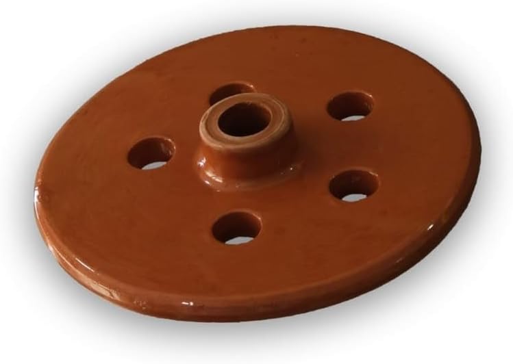 Serazat Handmade Clay Pot Dolma Lid Cover-Terracotta Glazed Grape Leaf Roll Lid Natural Earthenware Weighted Cooking Grill Plate for Dolma Perfect Tool for Stuffed Dishes! (Medium 8.2 in)