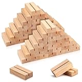 FSWCCK 50 Pieces Wood Place Card Holders Wood Table Number Stands Picture Holder Acrylic Sign Holders for Ceremony Birthday Party Home Decoration