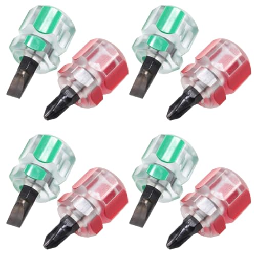 WOONEKY 8 piezas Mini Destornilladores de Cabeza Plana y Cruzada Mango para Reparaciones Casa Electrónica y Vehículos Diseño Compacto para Estrechos Herramientas Multifuncionales Rojo y