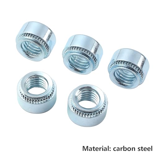 Qrity 20 Stück Muttern, M4-2mm Selbstsichernde Muttern Drucknietmutter, Verzinkter Karbonstahl, Selbstklemmmuttern für Bleche