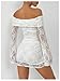 Floerns Women's Lace Off Shoulder Dress Ruched Bell Sleeve Bodycon Party Mini Dresses White Small