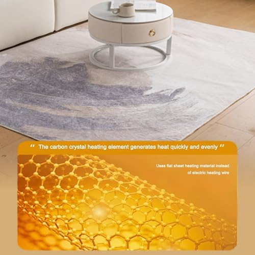 Graphene Heated Carpet, Adjustable Temperature & Timer, Soft Plush Area Rug, Foldable Electric Floor Mat, Large 110x200cm (43.3x78.7 inches) - Cozy Home Heating Solution