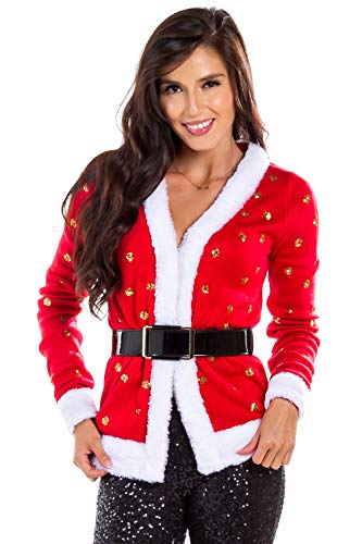 Image of Tipsy Elves Classic Cute Cardigan Ugly Christmas Sweaters for Women with Fun Patterns and Animals