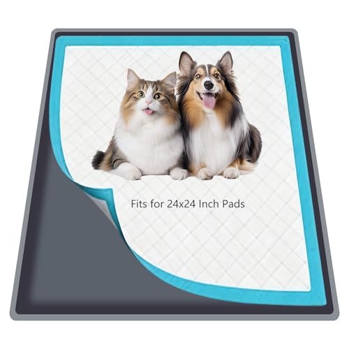 Silicone Dog Pee Pad Holder for Standard 24x24 in Pads Non-Slip Leak-Proof Puppy Pad Tray Portable Puppy Training Mat with Raised Edges for Floor Protection Easy to Clean