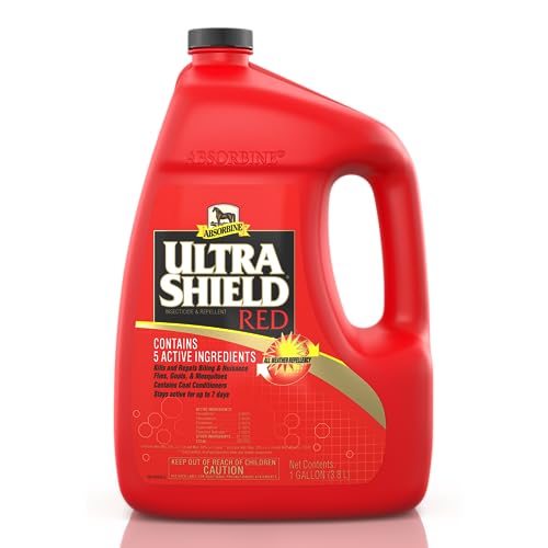 Absorbine UltraShield Red Fly Spray, Insecticide and Repellent for Horses & Livestock, Stays Active Up to 7 Days, 128oz Gallon Refill Absorbine UltraShield Red Fly Spray, Insecticide and Repellent for Horses & Livestock, Stays Active Up to 7 Days, 128oz Gallon Refill