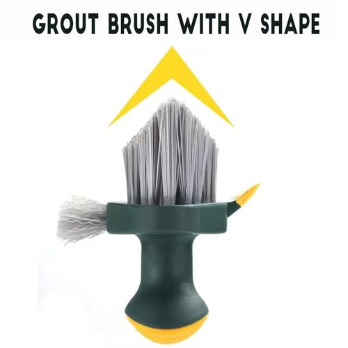 Image of 4-in-1 Grout Brush with Squeegee,Durable Bristles,Heavy-Duty Scrub Brushes for Cleaning with Stiff Bristles Cleaning Brush for Bathroom & Kitchen,Tile Floors Bathroom Wall /Corner /Window (Green)