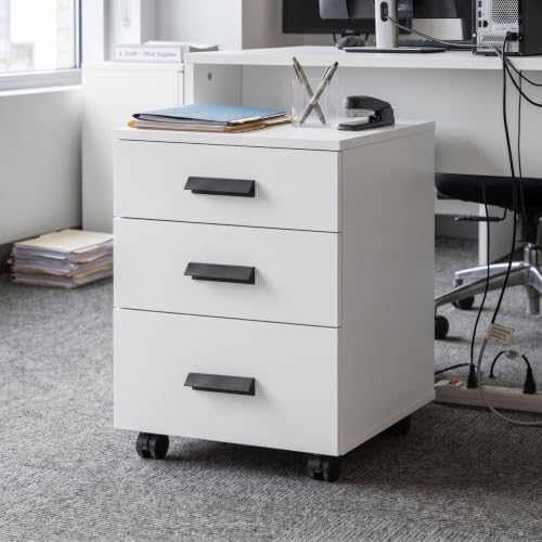 Image of FFO FileMate Wooden Filing Cabinet with 3 Drawers, Office File Storage Cabinet, Compact Document Organizer for Home Office,Study Room & Bedroom, White DIY