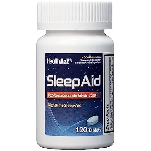 HealthA2Z® Nighttime Sleep Aid, Doxylamine Succinate 25mg, 120 Tablets