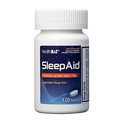 HealthA2Z® Sleep Aid | Doxylamine Succinate Tablets 25mg | 120 Counts (Pack of 1)
