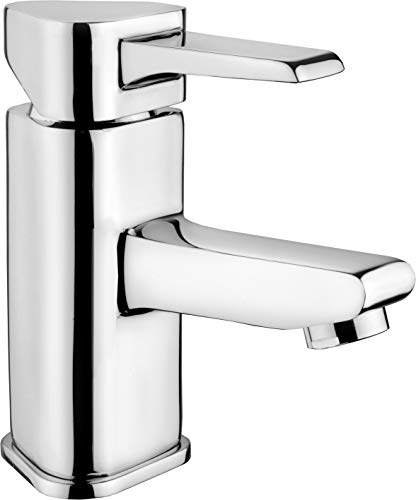 Cornat Wastafelmengkraan"Izola" - verchroomd messing lichaam - normale uitloophoogte - met afvoergarnituur - ECO-functie & temperatuurbegrenzer/kraan voor badkamer/wastafelarmatuur / IZ1