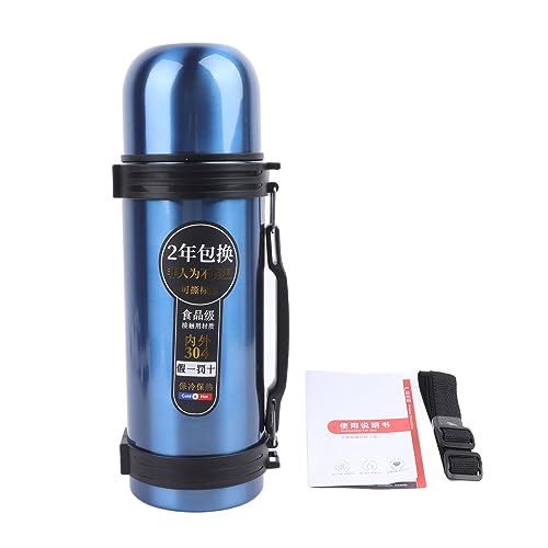 TOPINCN Botella de Agua de Vacío de 1200 Ml, 304 Matraz de Acero Inoxidable, Jarra Aislada de Gran Capacidad, Jarra Térmica con 2 Tapas para Gimnasio, Ciclismo, Trabajo, Hogar,