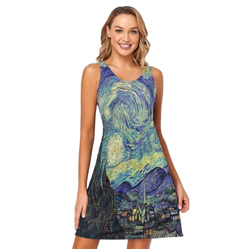 Image of ALAZA Women's Summer Dress Sun Dress Sleeveless with Pockets