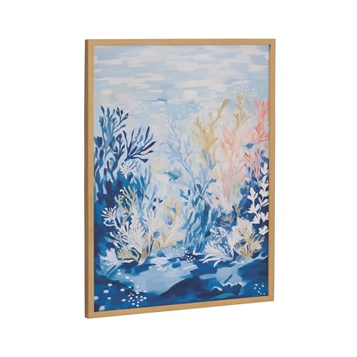 Kate and Laurel Underwater Ocean Landscape Framed Wall Art by The Creative Bunch Studio; 16x20 Gold; Tropical Coral Reef Art for Wall by Kate and Laurel - Used condition - US$33.61
