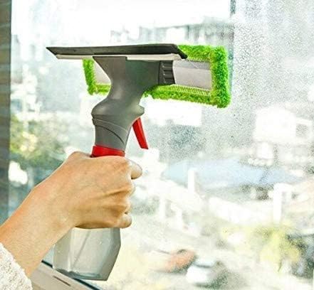Image of Spray Window Cleaner in 1 Plastic Easy Glass Spray Type Cleaning Brush Wiper Clean Shave Car Window Cleaner, Mirror, Glass, Floor, Stove with Spray, Cleaning Cloth (Multicolor)