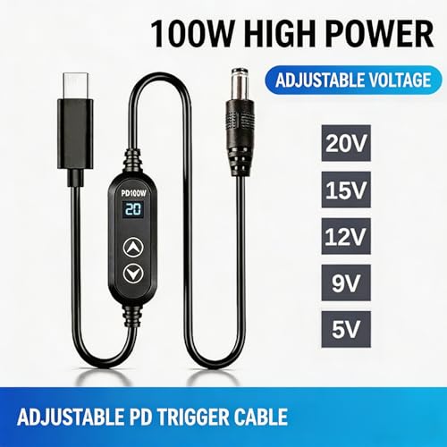 Cable USB C PD 100W con pantalla digital LED y adaptadores intercambiables para portátiles 2