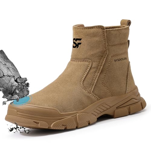 SFSDOUN Welding Boots for Men Slip On Work Boots for Men Indestructible Steel Toe Boots...
