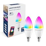 E12 Smart Bulbs, 60 Watt Equivalent, 6W 500lm, E12 Candelabra LED Bulbs Work with Alexa and Google A