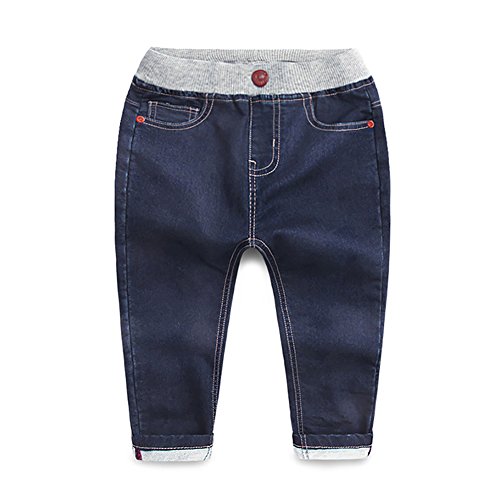 Fashion Boys Elastic Patchwork Comfortable Denim Solid Casual Jeans - Main Image