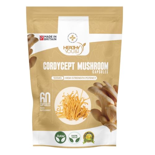 Real Cordyceps Mushroom Capsules - Performance Supplement with Cordyceps Mushroom Extract for Energy & Immune Support Vegan Supplement, Non-GMO, 60 Caps