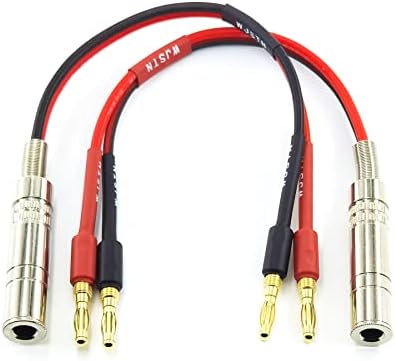 WJSTN 1/4 TS to Banana Plug Speaker Cable 6.35 mm 1/4" Female to Banana Plug Speaker Mono Adapter 8 inches 2pack