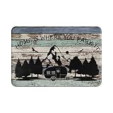 Jedenkuku Home Camper Mountains Tree Vintage Planks Fun Indoor and Outdoor Door Mat Welcome Mat Non-
