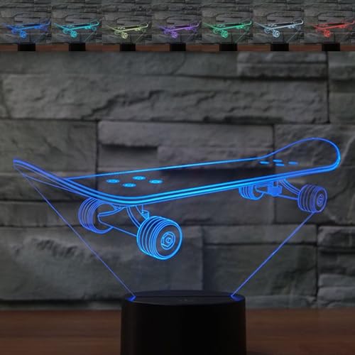Lampe de bureau LED 3D pour planche à roulettes à contrôle tactile usb
