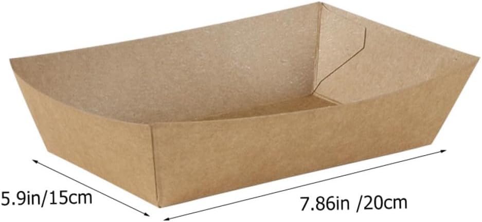 100pcs Disposable Paper Food Boxes Grease-resistant Kraft Snack Containers for Fried Chicken French Fries Takeout and Food Storage