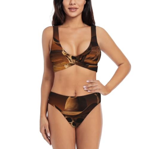 Bikini push-up à coussinets amovibles et imprimé tête de mort pour sublimer la silhouette