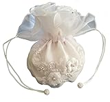  LadyMYP© Brautbeutel, Brauthandtasche: Blumen mit Perlen weiß/Ivory Model91 (Ivory)