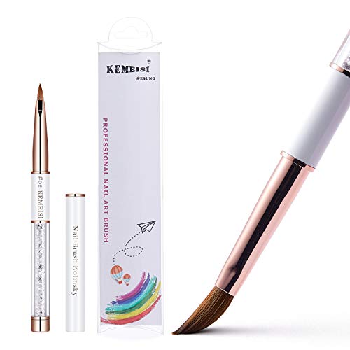 Kemeisi 100% Kolinsky 3D Acrylic Nail Brushes, Acrylic Nail Brush Size # 2-#14 Oval Nail Art Painting Brush For Acrylic Powder Nail Carved Extend Nails (#02) #TOP5