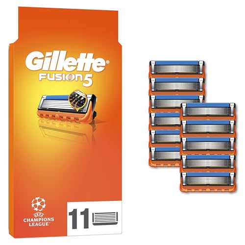 Gillette Fusion5 Razor Blades Men, Pack of 11 Razor Blade Refills with Precision Trimmer, 5 Anti-Friction Razor Blades [Packaging may vary]