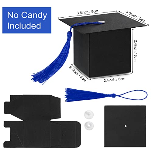 150 Pieces Graduation Cap Gift Candy Sugar Box For Filling Candy Sugar Chocolate Souvenir On Graduation Party (No Candy Included) (Blue Tassel) #TOP5