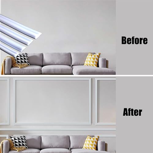 9.8FT×1.6'' Peel and Stick Wall Molding Trim,Flexible Molding Trim Self Adhes...