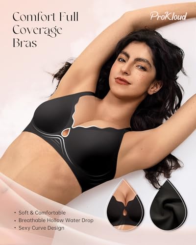 Image of ProKloud Bras for Women No Underwire Wireless Jelly Bras Full Coverage Seamless Push Up Bralettes Support Tshirt Bra