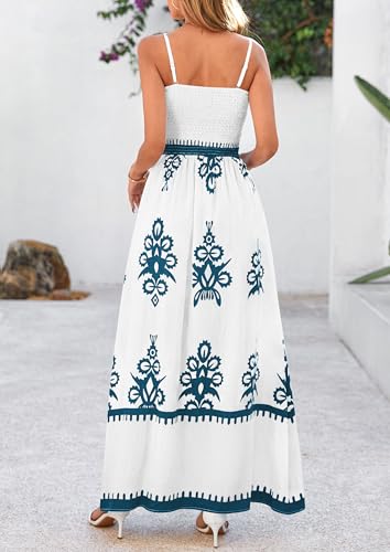Image of PRETTYGARDEN Women's Summer Boho Maxi Dress Floral Sundresses | Spaghetti Strap, Sleeveless, Smocked Bodice, A-Line Long Flowy, Lightweight Soft, Wedding Guest Party, Beach Vacation Outfits