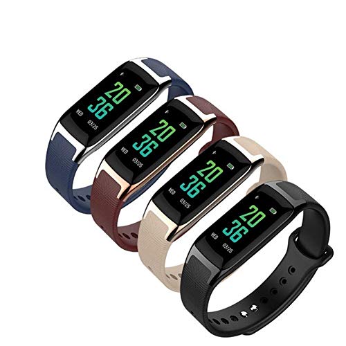 Inteligente Reloj Inteligente Banda Inteligente Muñequera Hombres Mujeres Pulsera de Ritmo Cardíaco Presión Arterial Inteligente Pulsera de Oro Blanco de Fitness Rastreador,Marrón Oro Cover