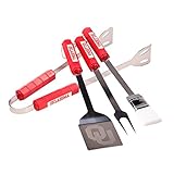 BSI Products Home Garden Patio Lawn Outdoor Kitchen Grills Accessories Oklahoma Sooners Sports Team Logo 4 Pc BBQ Set