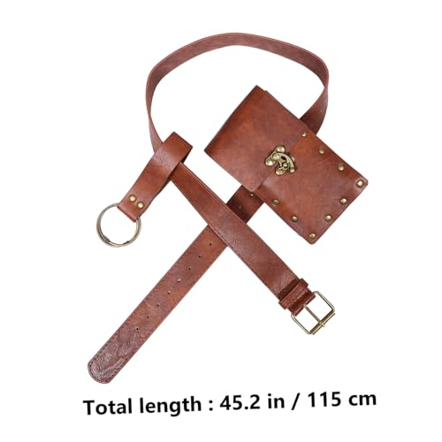FRCOLOR 1set Medieval Renaissance Embossed Holder Belt for Cosplay Pu Material Vintage Design Essential Accessory for Theatrical and Historical Costumes2