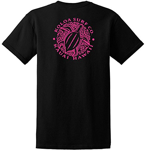 Koloa Surf Hawaiian Honu Turtle Heavyweight Tees-6XL-Black/pink
